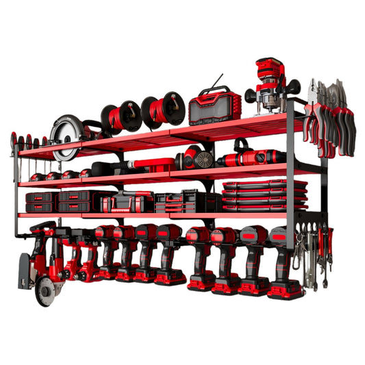 🔥Bestseller！Tools Addicts Must Buy, 12 Drills,3 Extended Layers，Garage Tool Shelving