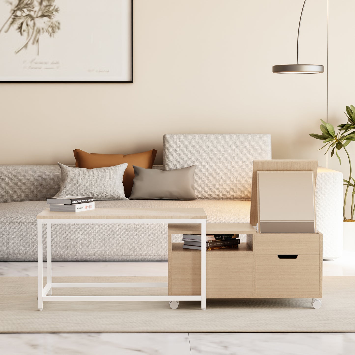 化粧テーブル ネストテーブル テーブル ローテーブル ドレッサー 鏡台 収納 引き出し 2個 コンパクト リビングテーブル