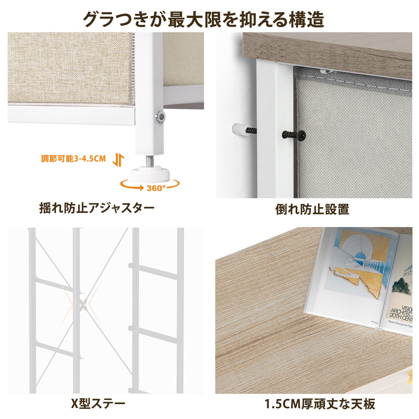 ハンガーラック 引き出し付き ワードローブ 洋服ラック 衣装棚 収納ラック コートハンガー 大容量収納付き 棚付き 洋服収納 パイプハンガー 洋服掛け 衣類収納 クローゼット 200kg耐荷重 木目調天板 3mmMDF中間層 1.5cm天板 1.5cm天板耐荷重25kg 9kg引き出し