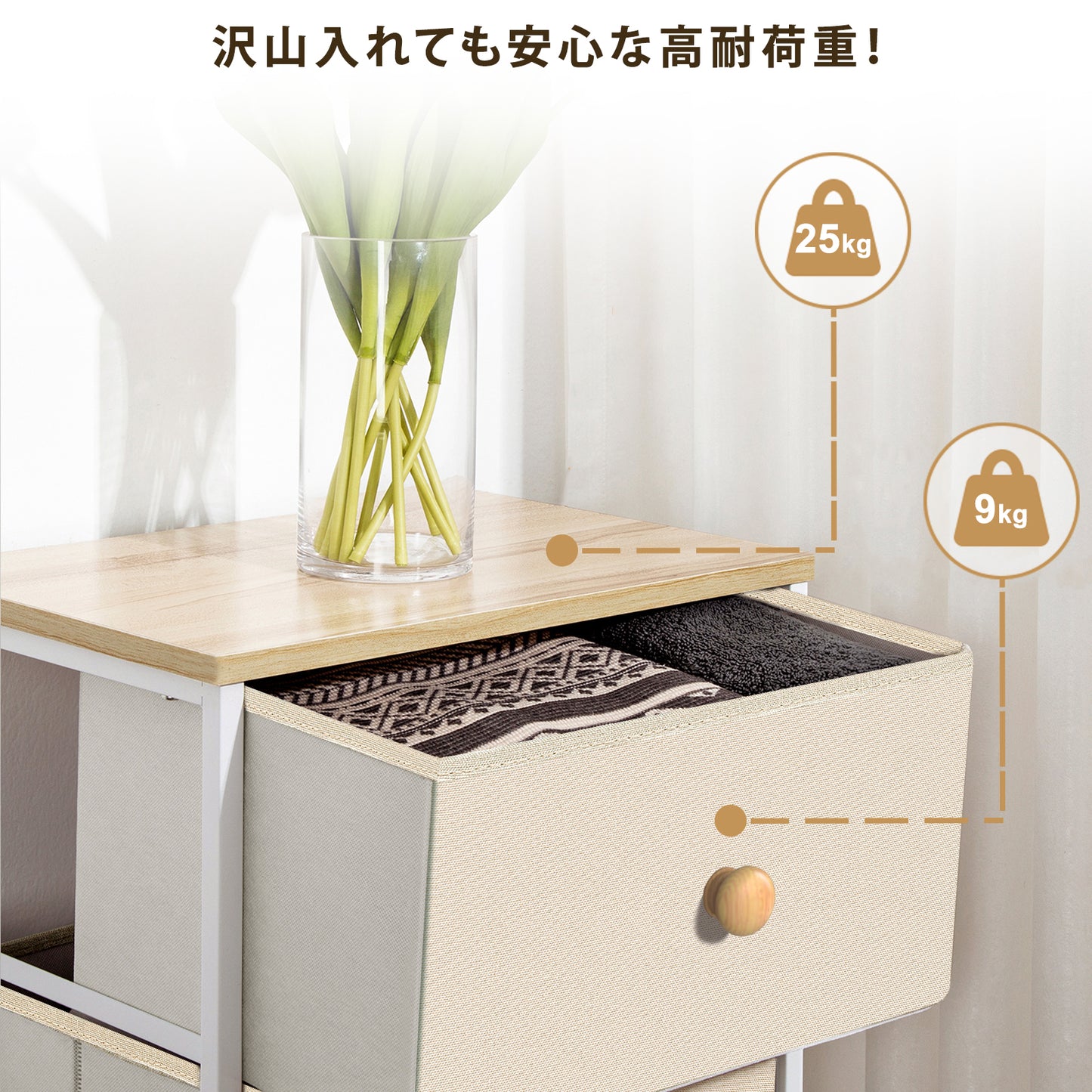 ハンガーラック 引き出し付き ワードローブ 洋服ラック 衣装棚 収納ラック コートハンガー 大容量収納付き 棚付き 洋服収納 パイプハンガー 洋服掛け 衣類収納 クローゼット 200kg耐荷重 木目調天板 3mmMDF中間層 1.5cm天板 1.5cm天板耐荷重25kg 9kg引き出し