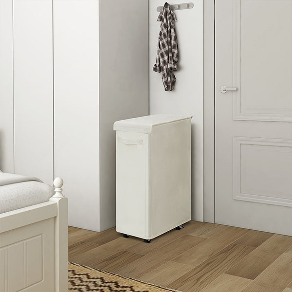 ランドリーボックス ランドリーバスケット折り畳み式 洗濯かご コットン  洗濯かご キャスター付き 洗濯物入れ スリム 折りたたみ 大容量 北欧 ランドリーワゴン 省スペース 収納スペース節約 コットン おしゃれ 北欧 スリムタイプ 洗面所 収納ボックス 防水